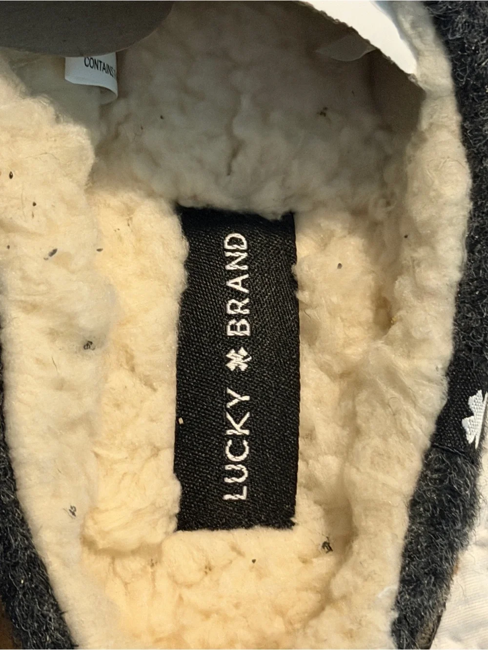 Lucky Brand Charcoal Gray Sherpa-Lined Slip-On Kids Slippers